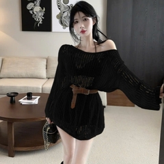 [A369] Áo len LƯỚI montoghi dệt kim LỖ TRÒN TAY DÀI form rộng mặc ngoài có thể mặc Bigsize - L2M  (Hot)