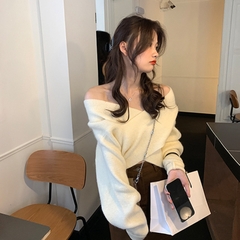[A451] Áo len nữ Montoghi dệt kim PHỐI CHÉO 2 BÊN mặc được nhiều kiểu tay dài sang trọng - L2M (New)