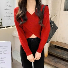 [A451] Áo len nữ Montoghi dệt kim PHỐI CHÉO 2 BÊN mặc được nhiều kiểu tay dài sang trọng - L2M (New)