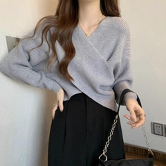 [A451] Áo len nữ Montoghi dệt kim PHỐI CHÉO 2 BÊN mặc được nhiều kiểu tay dài sang trọng - L2M (New)