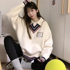 [A453] Áo len nữ Montoghi THU ĐÔNG KIỂU GILE VIỀN PHỐI TAG cổ len phom rộng Hàn Quốc cá tính - L2M (New)