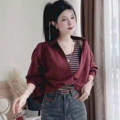 [A472] SET Áo kiểu nữ gồm SƠ MI XOẮN NGOÀI kèm lót trong KẺ SỌC hàng Quảng Châu xinh xắn - L2M (New)