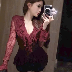 [A491] Áo len kiểu nữ PHỐI BÈO 2 CÁNH TAY LOE dài họa tiết hàng Quảng Châu sang chảnh - L2M (New)