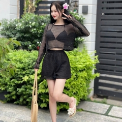 [A479] SET (3 MÓN) áo len LƯỚI KÈM LÓT PHỐI QUẦN SHORT LƯỚI thời trang đi biển xinh xắn - L2M (New)