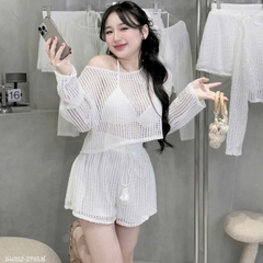 [A479] SET (3 MÓN) áo len LƯỚI KÈM LÓT PHỐI QUẦN SHORT LƯỚI thời trang đi biển xinh xắn - L2M (New)