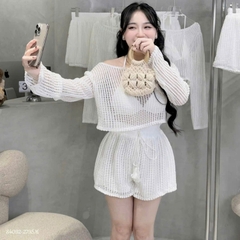[A479] SET (3 MÓN) áo len LƯỚI KÈM LÓT PHỐI QUẦN SHORT LƯỚI thời trang đi biển xinh xắn - L2M (New)