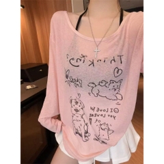 [A481] Áo len THUN GIẤY họa tiết CÚN CON màu nhẹ nhàng kiểu dáng mát mẻ năng động - L2M (New)
