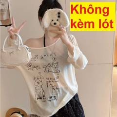 [A481] Áo len THUN GIẤY họa tiết CÚN CON màu nhẹ nhàng kiểu dáng mát mẻ năng động - L2M (New)