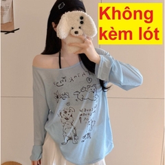 [A481] Áo len THUN GIẤY họa tiết CÚN CON màu nhẹ nhàng kiểu dáng mát mẻ năng động - L2M (New)