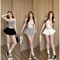 [Q100] Chân váy XÒE DÂY RÚT LƯNG THUN TRƠN xếp ly nhẹ dáng ngắn có lót trong xinh xắn - L2M (New)
