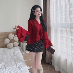 [A489] SET (2 MÓN) áo kiểu nữ BABY BÈO TẦNG TAY LOE phối CHÂN VÁY BI có lót trong xinh xắn - L2M (New)