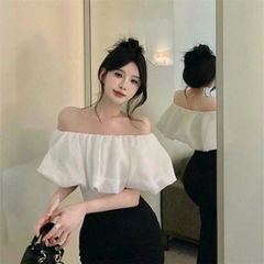 [A495] Áo kiểu nữ TRỄ VAI VOAN BỒNG dáng TIỂU THƯ sang trọng điệu đà - L2M (New)