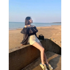 [A495] Áo kiểu nữ TRỄ VAI VOAN BỒNG dáng TIỂU THƯ sang trọng điệu đà - L2M (New)