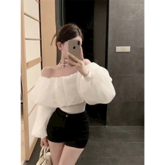 [A495] Áo kiểu nữ TRỄ VAI VOAN BỒNG dáng TIỂU THƯ sang trọng điệu đà - L2M (New)