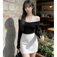 [A483] Áo thun kiểu nữ CỔ YẾM TRẮNG TRỄ VAI dáng BORIP mềm mịn co giãn 4 chiều siêu tôn dáng- L2M (New)