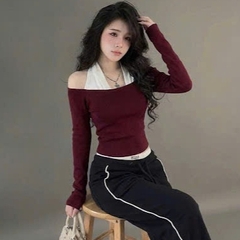 [A483] Áo thun kiểu nữ CỔ YẾM TRẮNG TRỄ VAI dáng BORIP mềm mịn co giãn 4 chiều siêu tôn dáng- L2M (New)