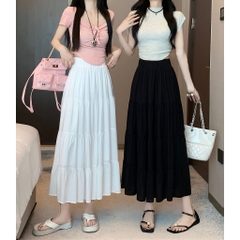 [Q102] Chân váy MAXI GHÉP 4 TẦNG đơn giản thanh lịch có lót trong dễ phối đồ - L2M (New)