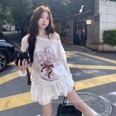 [A493] Áo len THUN GIẤY họa tiết BÓ HOA NẾN màu nhẹ nhàng kiểu dáng mát mẻ năng động - L2M