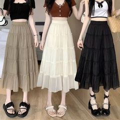 [Q107] Chân váy MAXI TƠ VOAN 2 LỚP 5 TẦNG mềm mại lưng chun có lót trong dễ phối đồ - L2M (New)