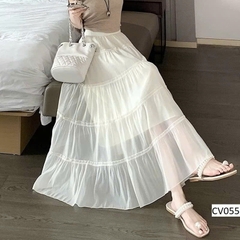 [Q107] Chân váy MAXI TƠ VOAN 2 LỚP 5 TẦNG mềm mại lưng chun có lót trong dễ phối đồ - L2M (New)