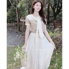 [Q107] Chân váy MAXI TƠ VOAN 2 LỚP 5 TẦNG mềm mại lưng chun có lót trong dễ phối đồ - L2M (New)