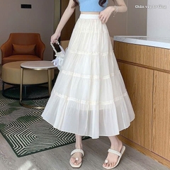 [Q107] Chân váy MAXI TƠ VOAN 2 LỚP 5 TẦNG mềm mại lưng chun có lót trong dễ phối đồ - L2M (New)