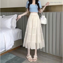 [Q107] Chân váy MAXI TƠ VOAN 2 LỚP 5 TẦNG mềm mại lưng chun có lót trong dễ phối đồ - L2M (New)