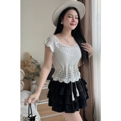 [A494] SET (2 Áo) len LƯỚI tay CÁNH TIÊN ĐAN DÂY LƯNG phối DÂY RÚT EO đi biển kiểu dáng mát mẻ năng động - L2M (New)