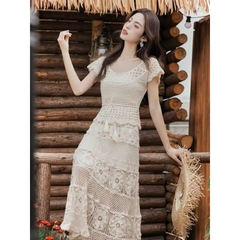 [A494] SET (2 Áo) len LƯỚI tay CÁNH TIÊN ĐAN DÂY LƯNG phối DÂY RÚT EO đi biển kiểu dáng mát mẻ năng động - L2M (New)