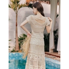 [A494] SET (2 Áo) len LƯỚI tay CÁNH TIÊN ĐAN DÂY LƯNG phối DÂY RÚT EO đi biển kiểu dáng mát mẻ năng động - L2M (New)