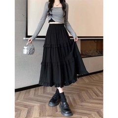 [Q106] Chân váy MAXI 3 TẦNG BÈO ĐỀU đơn giản thanh lịch có lót trong dễ phối đồ - L2M (New)