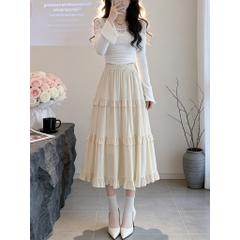 [Q106] Chân váy MAXI 3 TẦNG BÈO ĐỀU đơn giản thanh lịch có lót trong dễ phối đồ - L2M (New)