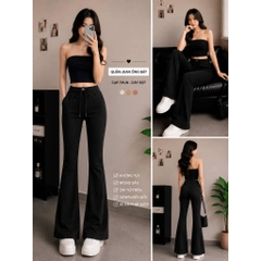 [Q110] Quần nữ ỐNG BASS/ỐNG LOE THUN 2 DA phối DÂY RÚT LƯNG THUN mềm mịn co giãn dễ phối đồ - L2M (New)