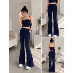 [Q110] Quần nữ ỐNG BASS/ỐNG LOE THUN 2 DA phối DÂY RÚT LƯNG THUN mềm mịn co giãn dễ phối đồ - L2M (New)