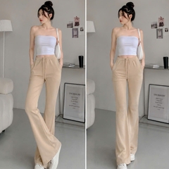 [Q110] Quần nữ ỐNG BASS/ỐNG LOE THUN 2 DA phối DÂY RÚT LƯNG THUN mềm mịn co giãn dễ phối đồ - L2M (New)