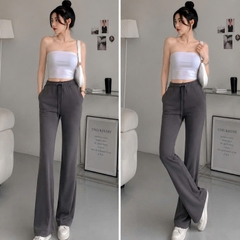[Q110] Quần nữ ỐNG BASS/ỐNG LOE THUN 2 DA phối DÂY RÚT LƯNG THUN mềm mịn co giãn dễ phối đồ - L2M (New)
