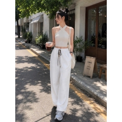 [Q109] Quần nữ ỐNG SUÔNG THUN 2 DA phối DÂY RÚT LƯNG THUN mềm mịn co giãn dễ phối đồ - L2M (New)