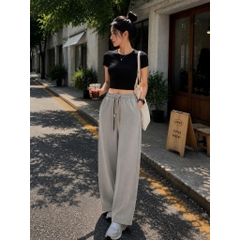 [Q109] Quần nữ ỐNG SUÔNG THUN 2 DA phối DÂY RÚT LƯNG THUN mềm mịn co giãn dễ phối đồ - L2M (New)
