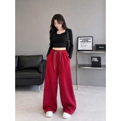 [Q109] Quần nữ ỐNG SUÔNG THUN 2 DA phối DÂY RÚT LƯNG THUN mềm mịn co giãn dễ phối đồ - L2M (New)