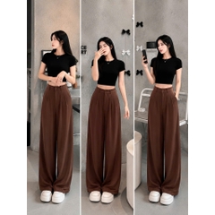 [Q111] Quần nữ ỐNG SUÔNG thun 2 da DÂY KÉO lưng thun sau mềm mịn co giãn dễ phối đồ - L2M (New)
