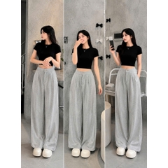 [Q111] Quần nữ ỐNG SUÔNG thun 2 da DÂY KÉO lưng thun sau mềm mịn co giãn dễ phối đồ - L2M (New)