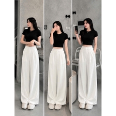 [Q111] Quần nữ ỐNG SUÔNG thun 2 da DÂY KÉO lưng thun sau mềm mịn co giãn dễ phối đồ - L2M (New)
