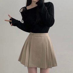 [A457] Áo len thun Montoghi dệt kim LỆCH 1 BÊN VAI phối NƠ BUỘC tay dài xinh xắn sang trọng - L2M (New)