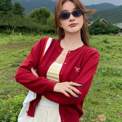 [A458] Áo KHOÁC len Cardigan CỔ TRÒN PHỐI NƠ LÔNG THỎ dày mịn tay dài mặc 2 kiểu dễ phối đồ - L2M (New)