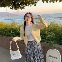 [A458] Áo KHOÁC len Cardigan CỔ TRÒN PHỐI NƠ LÔNG THỎ dày mịn tay dài mặc 2 kiểu dễ phối đồ - L2M (New)