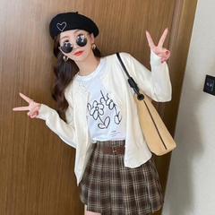 [A458] Áo KHOÁC len Cardigan CỔ TRÒN PHỐI NƠ LÔNG THỎ dày mịn tay dài mặc 2 kiểu dễ phối đồ - L2M (New)