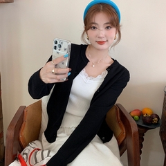 [A458] Áo KHOÁC len Cardigan CỔ TRÒN PHỐI NƠ LÔNG THỎ dày mịn tay dài mặc 2 kiểu dễ phối đồ - L2M (New)