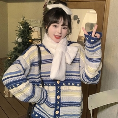 [A460] Áo khoác len thu đông Cardigan SỌC VIỀN CHỮ THẬP phom rộng vải dày dặn cực xịn xò - L2M (New)