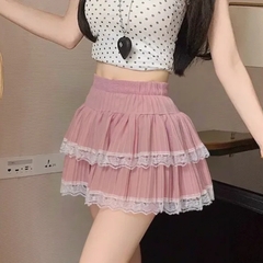 [Q091] Chân váy nữ dáng xòe VIỀN REN 2 TẦNG lưng chun có lớp lót trong dáng ngắn xinh xắn - L2M (New)