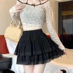 [Q091] Chân váy nữ dáng xòe VIỀN REN 2 TẦNG lưng chun có lớp lót trong dáng ngắn xinh xắn - L2M (New)